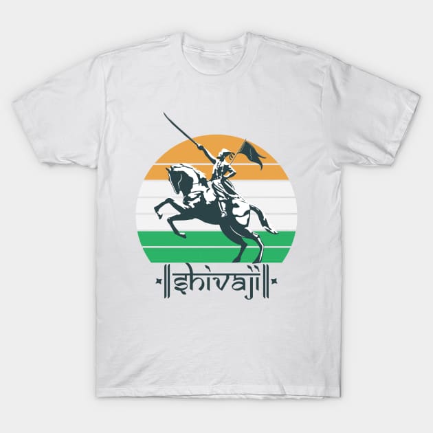 Shivaji Maharaj Statue Indian India Flag Marathi King T-Shirt by alltheprints